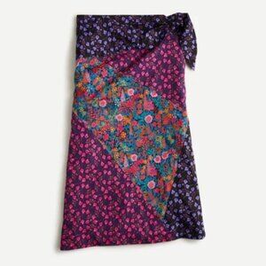 NWT J.Crew 10 Liberty Tie-waist Midi Skirt Mixed Prints Patchwork Purple